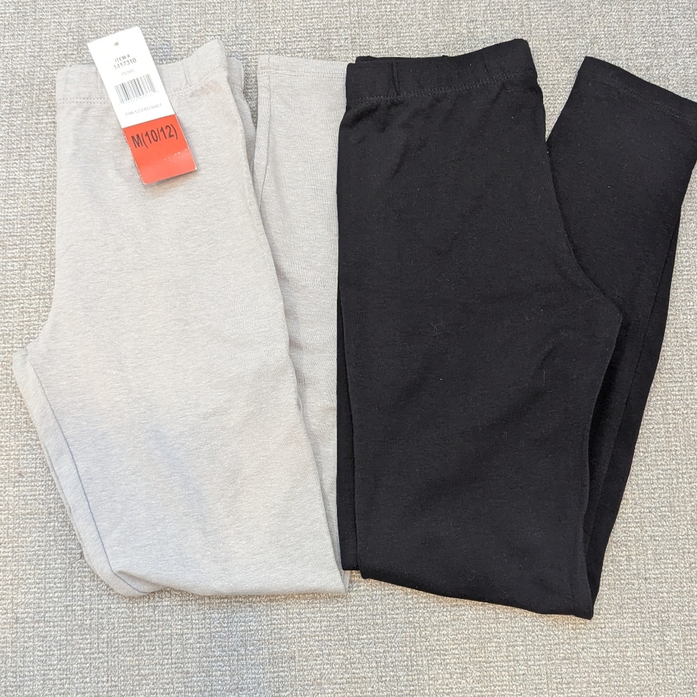 VIGOSS 2-Pack Comfy Leggings Black, Pearl Gray, size M (10/12)